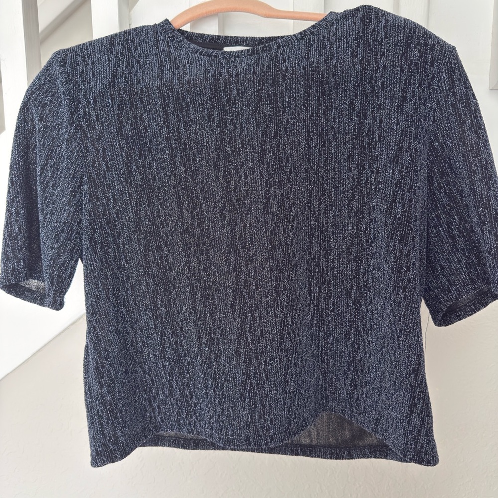 Navy Short-Sleeve Knit Top